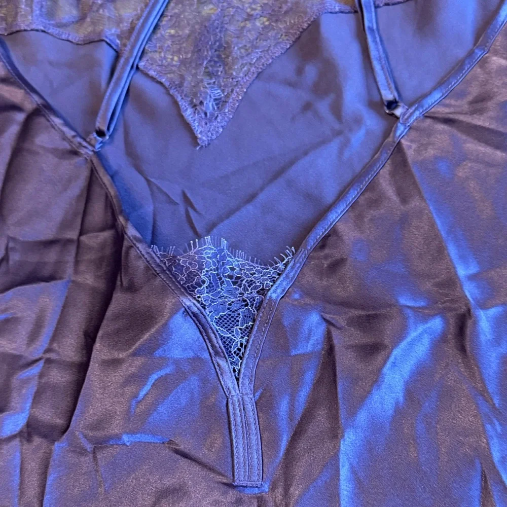 Victoria's Secret Lavender Satin Lace Slip Dress Lingerie - Large - Like New - Picture 8 of 14